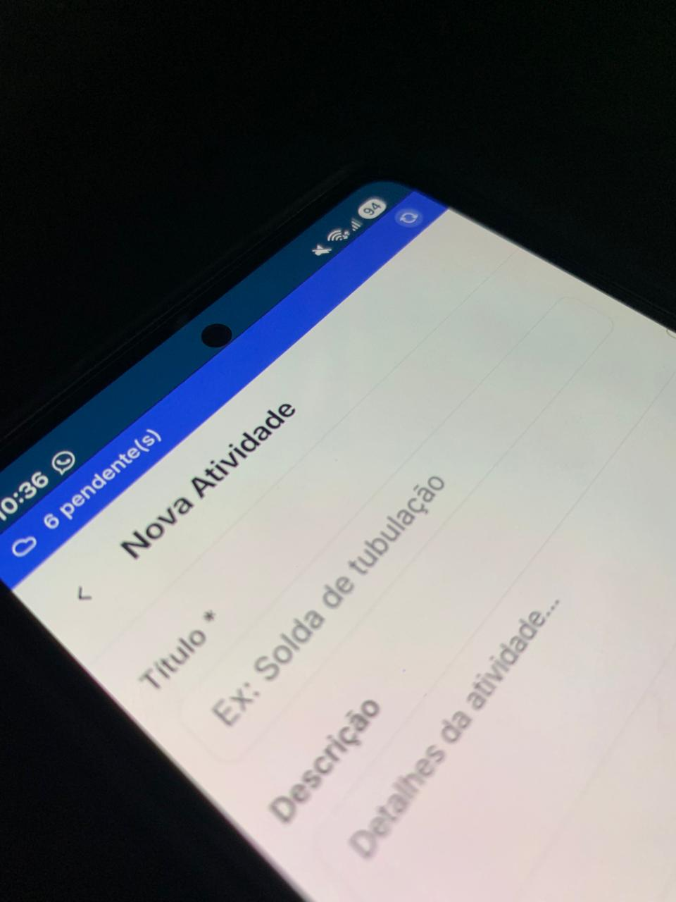 Nova atividade — offline